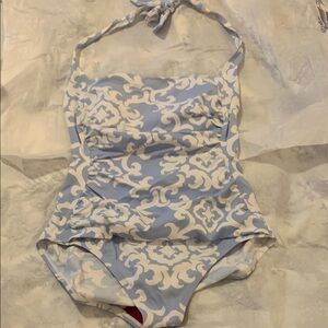 Tommy Bahama Blue and White One Piece Swimsuit